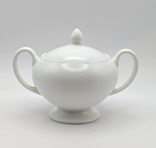 Vintage Wedgwood White Bone China Twin Handled Covered Sugar Bowl 