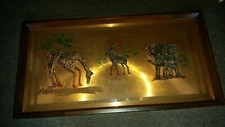 Bronze Sculpture Hand Made Animal Statue Frame African Wildlife Elephant Giraffe