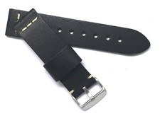 22mm Black Genuine Leather