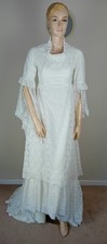 VINTAGE 70S WHITE LACE EDWARDIAN MEDIEVAL REGENCY PRONUPTIA WEDDING DRESS 8