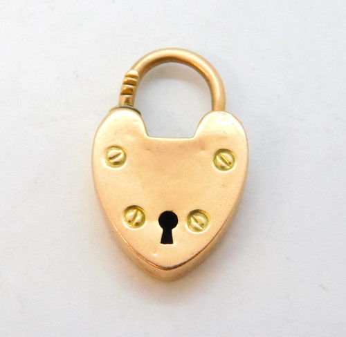 Edwardian 9ct gold heart lock - gold,