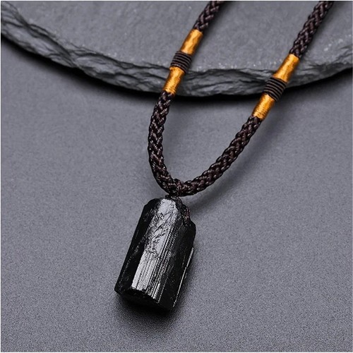 Black tourmaline pendant - black,