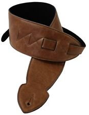 Tan 4" Leather Softy Guitar Strap Padded By LeatherGraft Hand Made In UK 