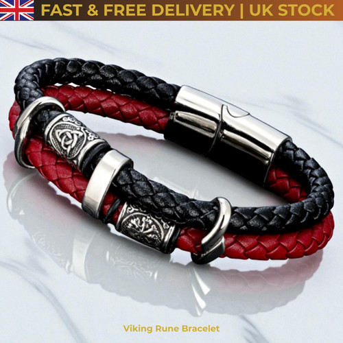 Viking leather bracelet men - leather,