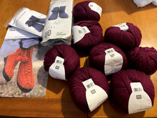  2 prs Rico Leather Slipper Soles for socks 38-39 400g Merino DK wool Berry KIT