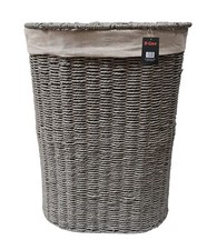 Wicker Paper Rope Laundry Basket W Lining & Lid Bathroom Washing Storage Hamper
