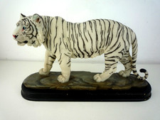 VINTAGE 2003 ACADEMY COLLECTION LARGE 16" SIBERIAN TIGER STATUE ON WOOD PLINTH