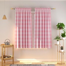 Buffalo Check Curtains 45 inches Long Cotton Basement Pink and White Gingham Pl