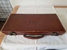 Antique Hand Sewn Leather Suitcase In Great Condition With Key