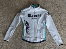 Bianchi Cycling Jersey Long Sleeves Fleece Lined White Celeste Size Medium