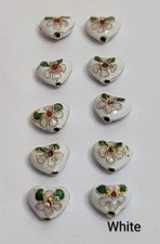 10 x Cloisonne Heart Beads