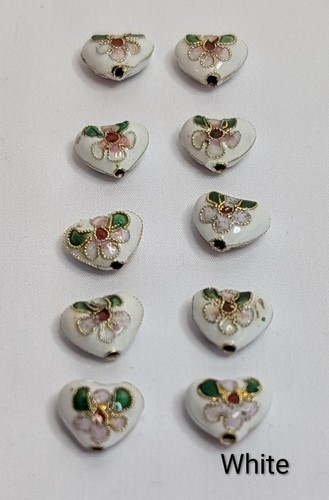 Cloisonne heart beads - cloisonne,