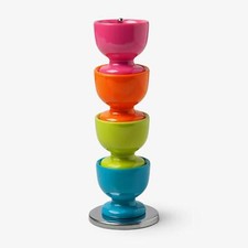 Zeal Neon Egg Cup Set of 4, Stocking Egg Cups with Chrome Stand, Neon Colours