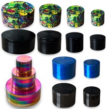 Black Metal Aluminium 4-Part Herb Grinder - Available in 40mm, 50mm, 63mm, 100mm