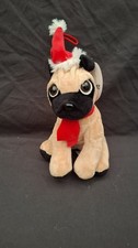 Christmas Sitting Pug Plush Cuddly Soft Toy With Hat And Scarf Xmas Present Gift