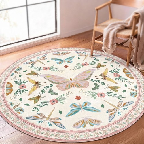 Pastel pink butterfly carpet - pastel,