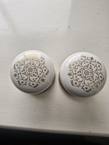 Porcelain door knobs with gold - porcelain,