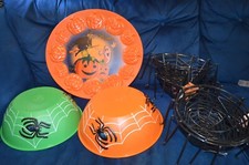RETRO HALLOWEEN PARTY LOT SPIDER WEB  BOWLS  PLATTER  SNACKS TREATS  SWEETS
