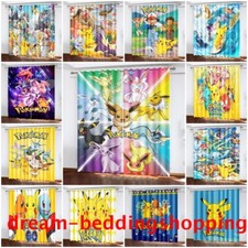 Kids Pokemon Pikachu Curtain Thick Blackout Curtain Thermal Ring Top Eyelet Gift