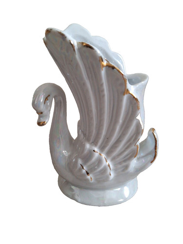 Swan vase pearlescent - vase,, white