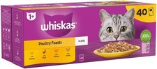 WHISKAS - 1+ Adult Wet Cat Food Pouches - 40 X 85 G - Poultry Selection - Bulk