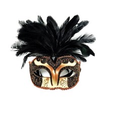 Black Gold Feather Eye Mask
