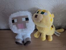 Minecraft Mojang Bundle White Sheep & Ocelot Yellow Cat Plush Soft Toys 2014