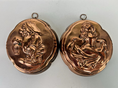 Pair vintage copper jelly - pair,