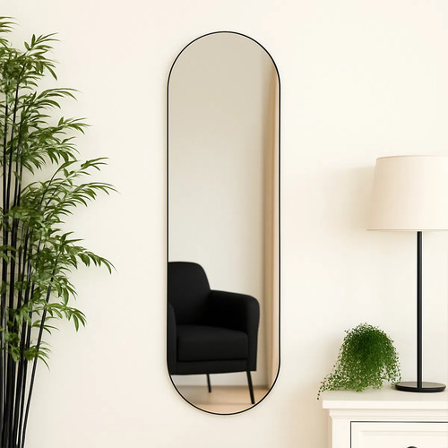 Tall oval wall mirror - , black