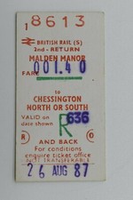 British Railway Ticket 8613 Malden Manor to Chessington North or South