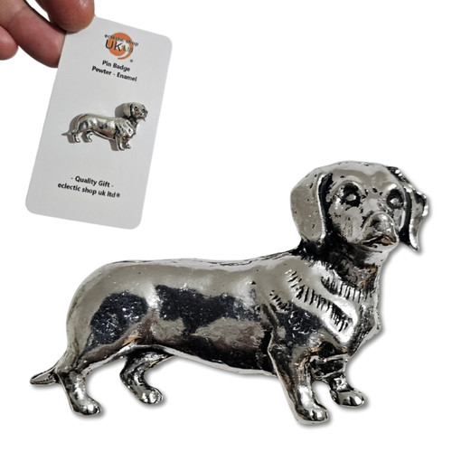 Dachshund pin badge pewter - badge,