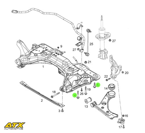 Front subframe mounting bolts - front,