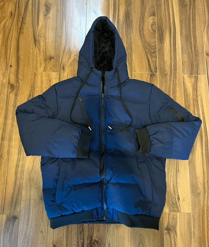 Boys blue hooded puffer - puffer, jacket