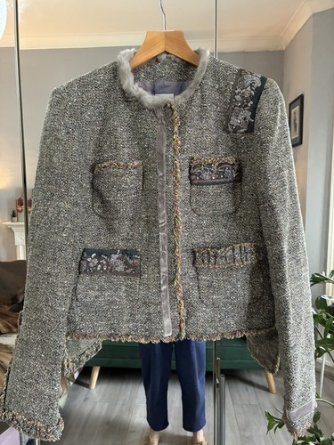 Tweed blazer with mink - blazer,