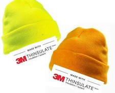 THINSULATE HI VIS Beanie Cap YOKO VIZ Warm Hat Reflective Dayglow Orange Yellow