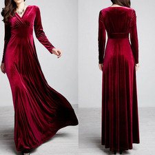 Women Velvet V Neck Swing