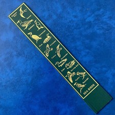SEA BIRDS Green & Gold Leather Bookmark Unused 9” Puffin Eider Razorbill Gannet