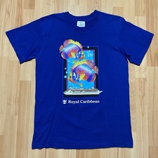 Vintage Royal Caribbean Cruise Ship T Shirt Large Blue 90s Single Stitch Fish