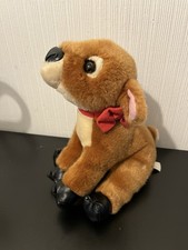 Baby deer fawn  Festive Soft Plush Toy Wearing Red Bow Centre Parks