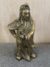 Rare Antique Guan Yu Chinese Emperor Brass Sculpture 17cm Tall Guan Gong Statue