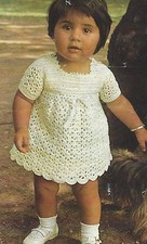 Baby Girls Crochet Dress Pattern and Two Knitted Dresses 0-18 months 4ply  843