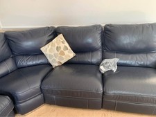 Navy Luxe Blue Leather Corner Sofa (PTP)