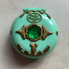 Polly Pocket Green Jewelled Forest Vintage Compact - EMPTY/NO CHAIN