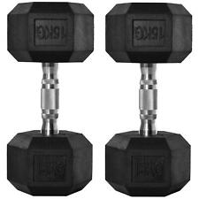 2x15kg Rubber Hex Dumbbell