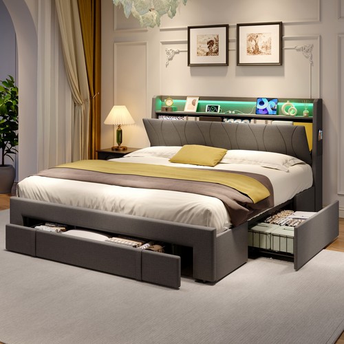 Upholstered storage bed frame - bed,
