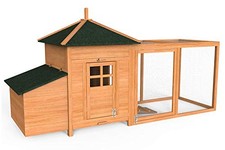 VOUNOT Chicken Coop and Run, Wooden Hen House with Nest Box, Poultry Ark Coup