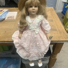 Fiba Collection Doll 60cm Blonde Hair Blue Eyes Pink Dress