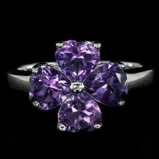 Silver ring purple amethyst - ring,
