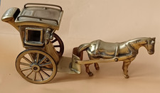 Vintage Brass Horse & Cart carriage trap Ornament heavy weight
