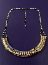 Gold Tone Egyptian Style Collar Statement Necklace Costume Jewellery
